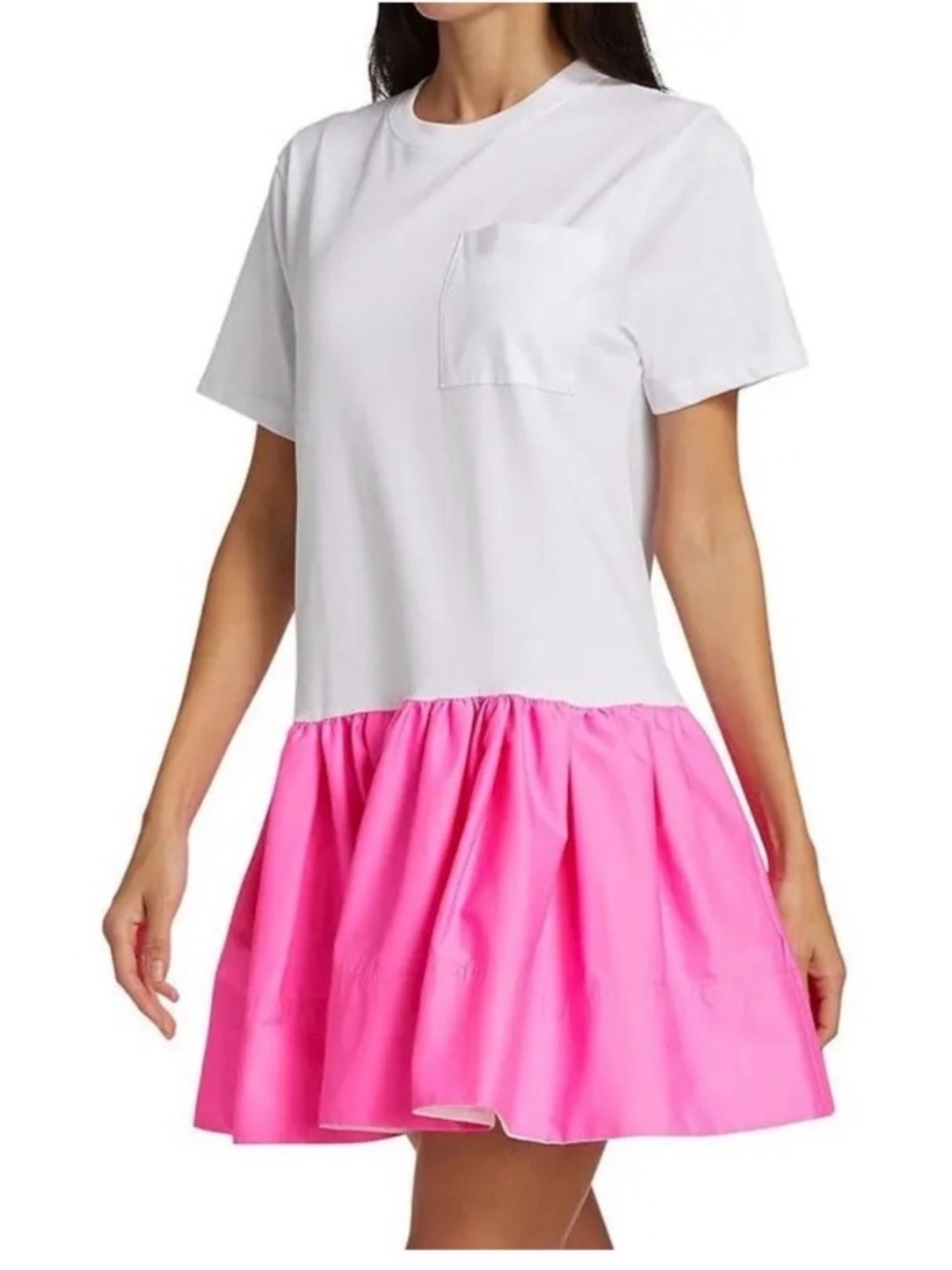 Tanya Taylor Light Pink & Hot Pink Pocket Tee Dress